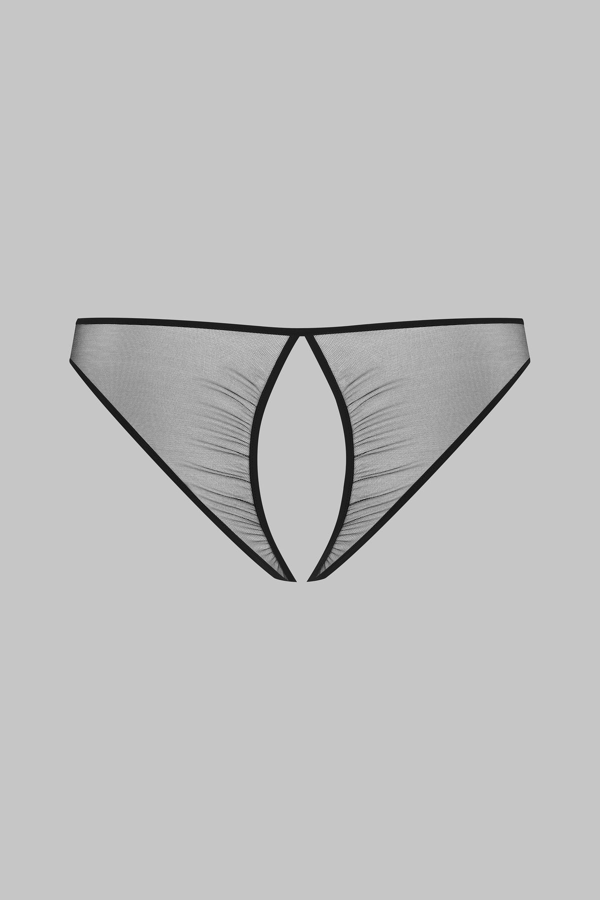 Maison Close Open Crotch Panty Nuit Fauve Black