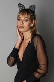 Maison Close ободок с кружевными ушками "Catwoman Black"