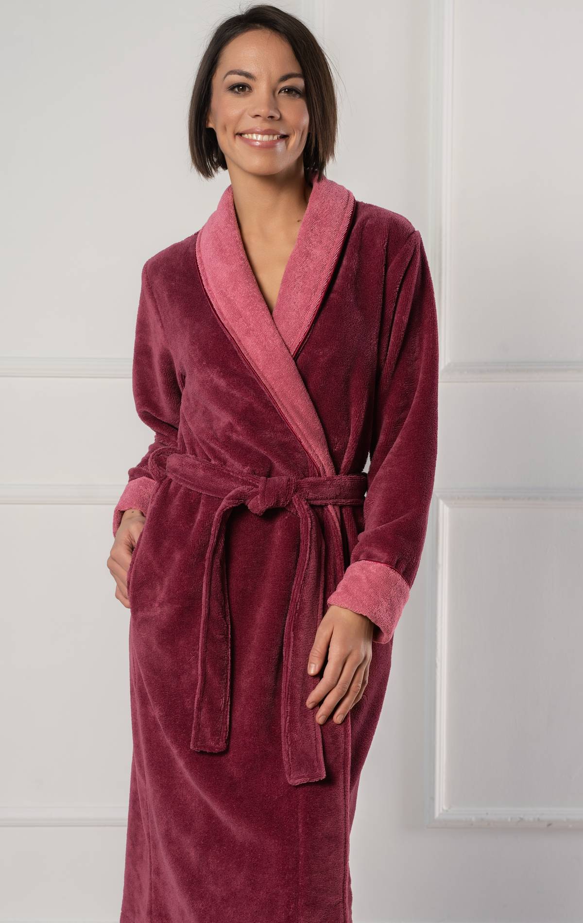 Belmanetti Double-layered Bamboo Fiber Blend Robe Luzern 2 Damson Velour
