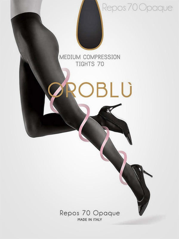 Oroblu nepermatomos vidutinės kompresijos pėdkelnės "Repos 70 Den Black"