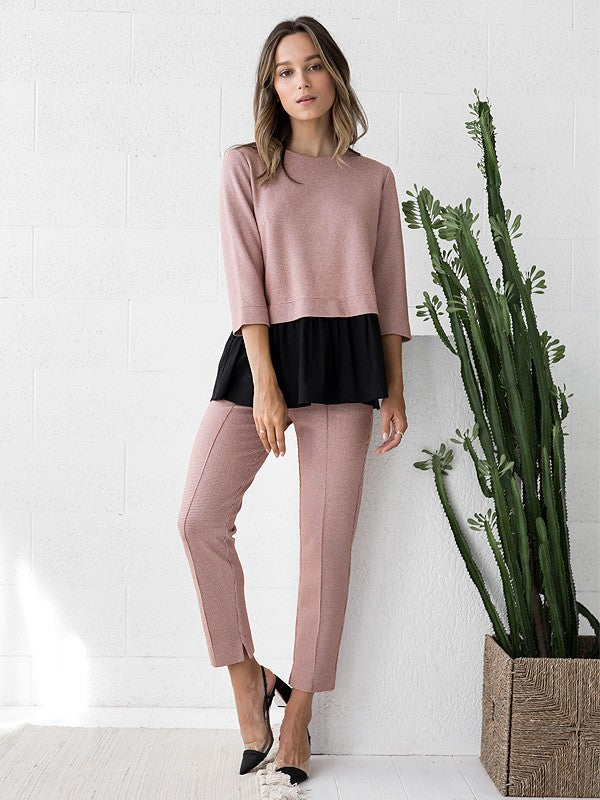 Atella viskozinės kelnės "Tina Dusty Pink"