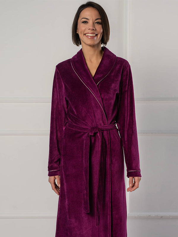 Belmanetti ilgas medvilninis chalatas "Dora Magenta Velour"