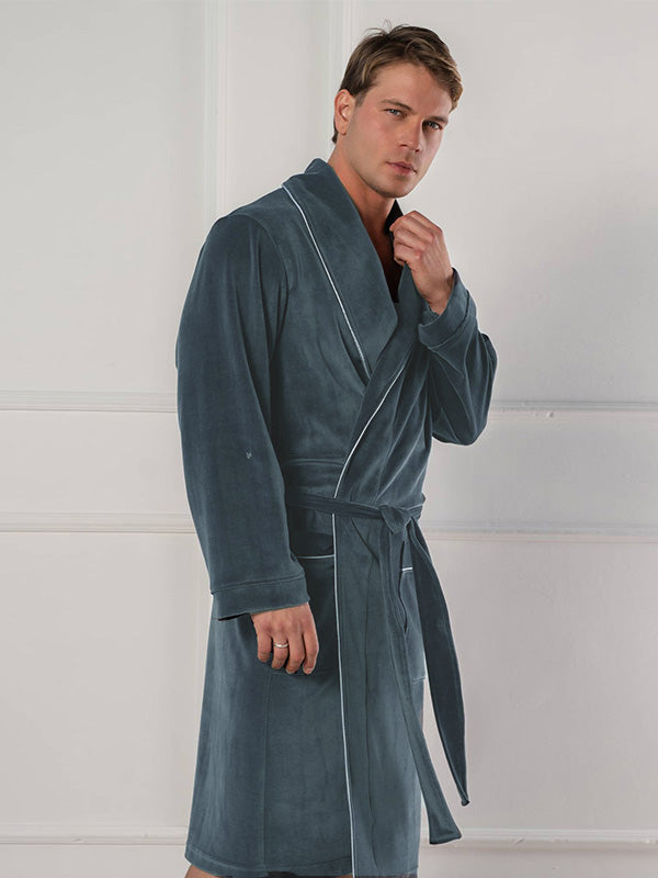 Belmanetti мужской хлопковый халат "Roberto Dark Grey Velour"