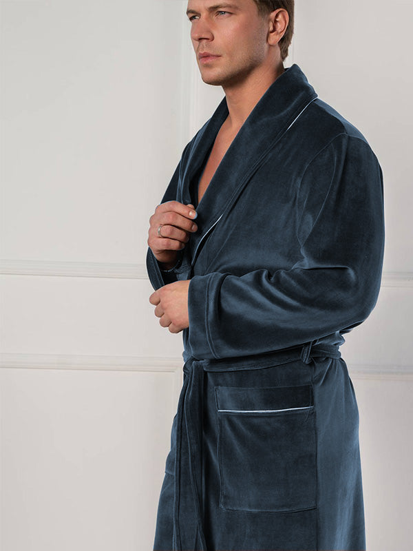 Belmanetti мужской хлопковый халат "Roberto Dark Grey Velour"