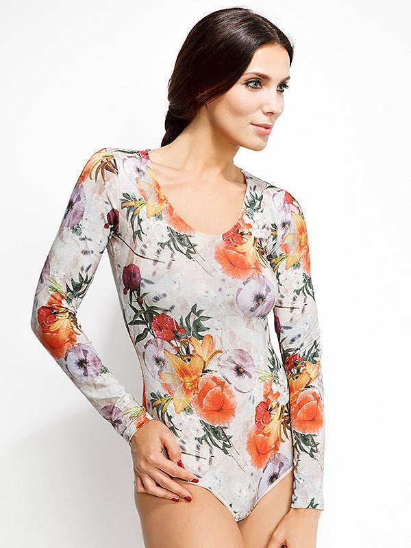 Lega viskozinis bodis "Evija Peach Flower Print"