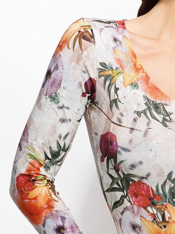 Lega viskozinis bodis "Evija Peach Flower Print"