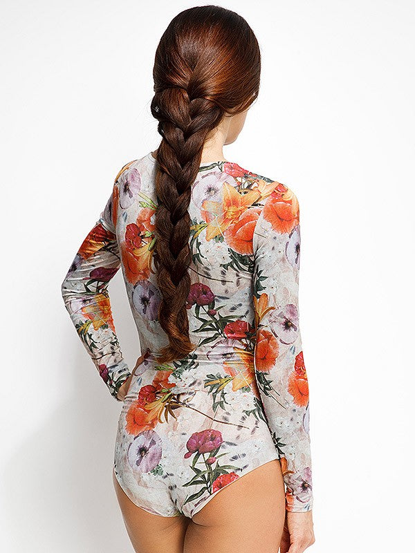 Lega viskozinis bodis "Evija Peach Flower Print"