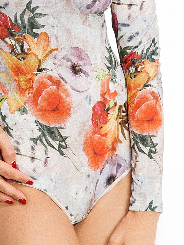 Lega viskozinis bodis "Evija Peach Flower Print"