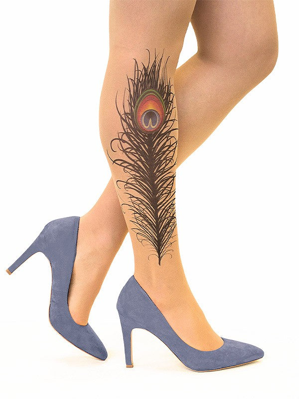 Stop & Stare pėdkelnės su tatuiruote "Peacock Feather 20 Den Sun"