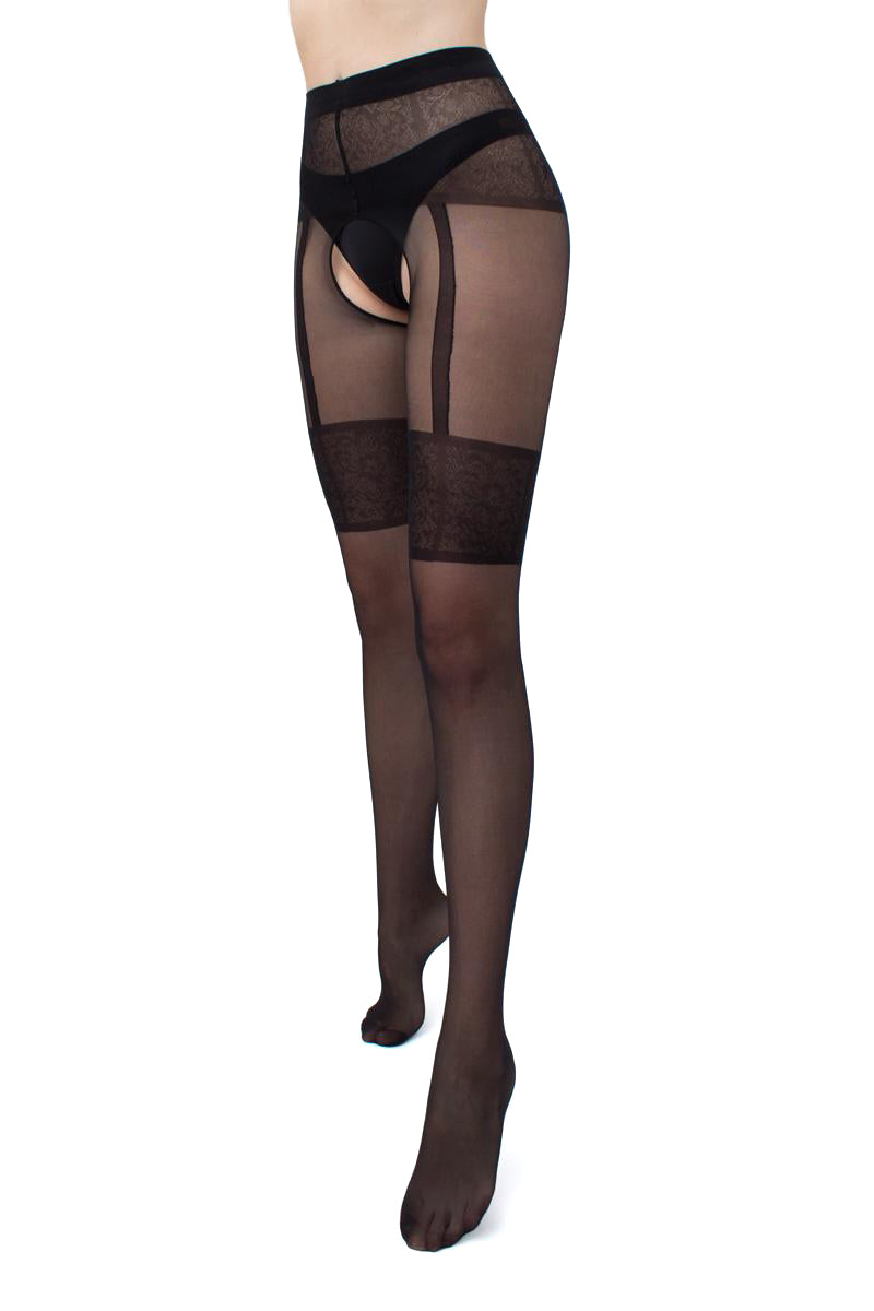 Giulia колготки с разрезом между ног "Intimo Noir N.1 20 Den Nero"