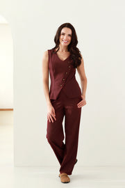 tiesaus kirpimo dryžuotos kelnės