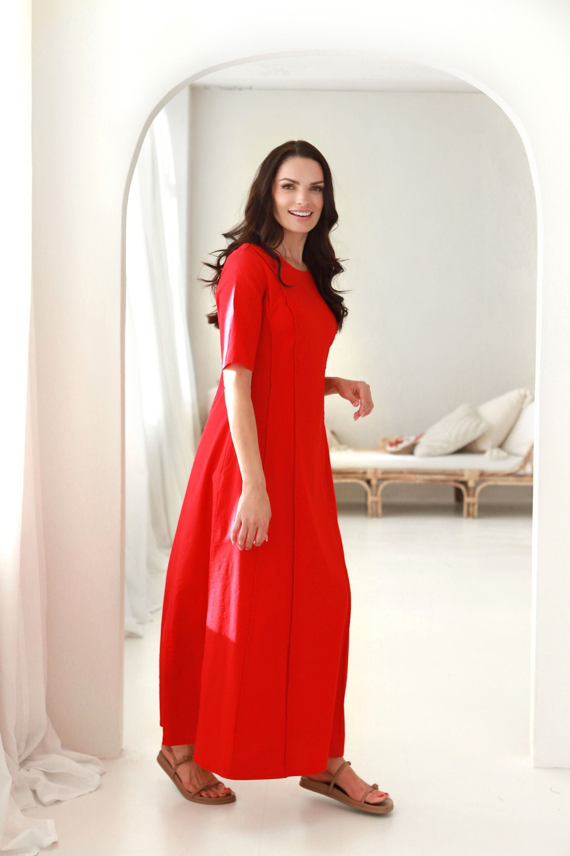 elegantiška lininė suknelė