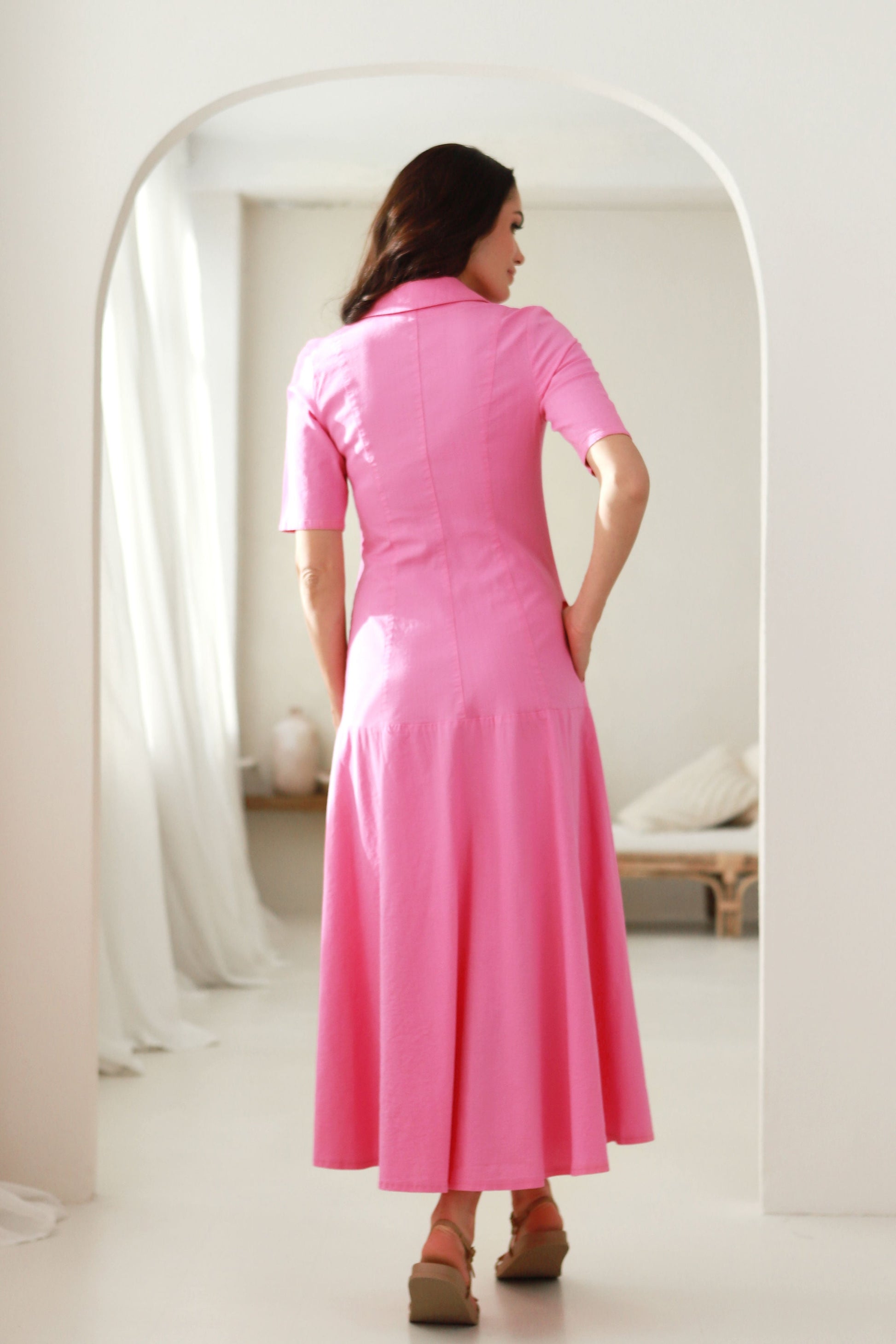 ilga lininė suknelė