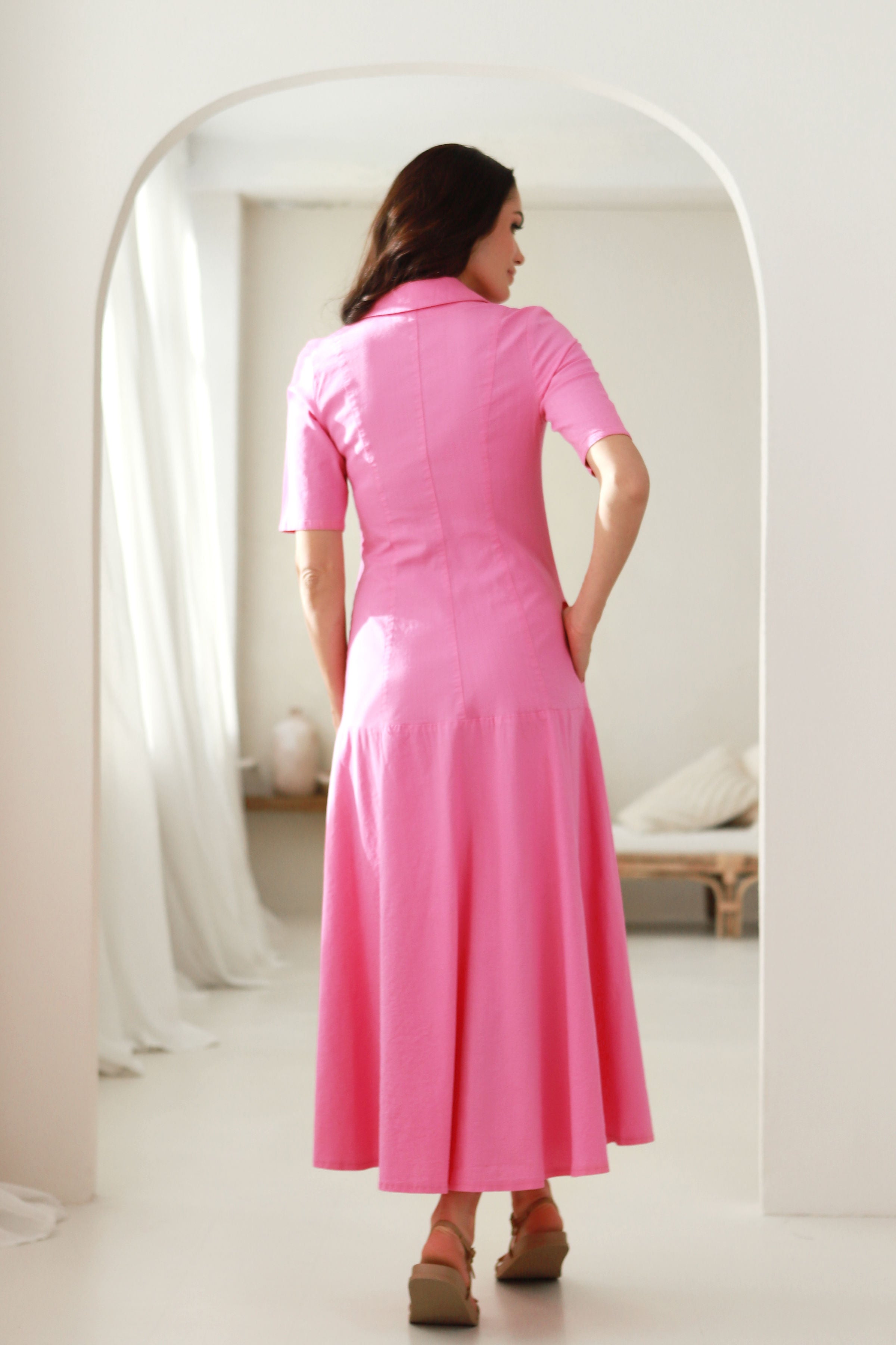 ilga lininė suknelė