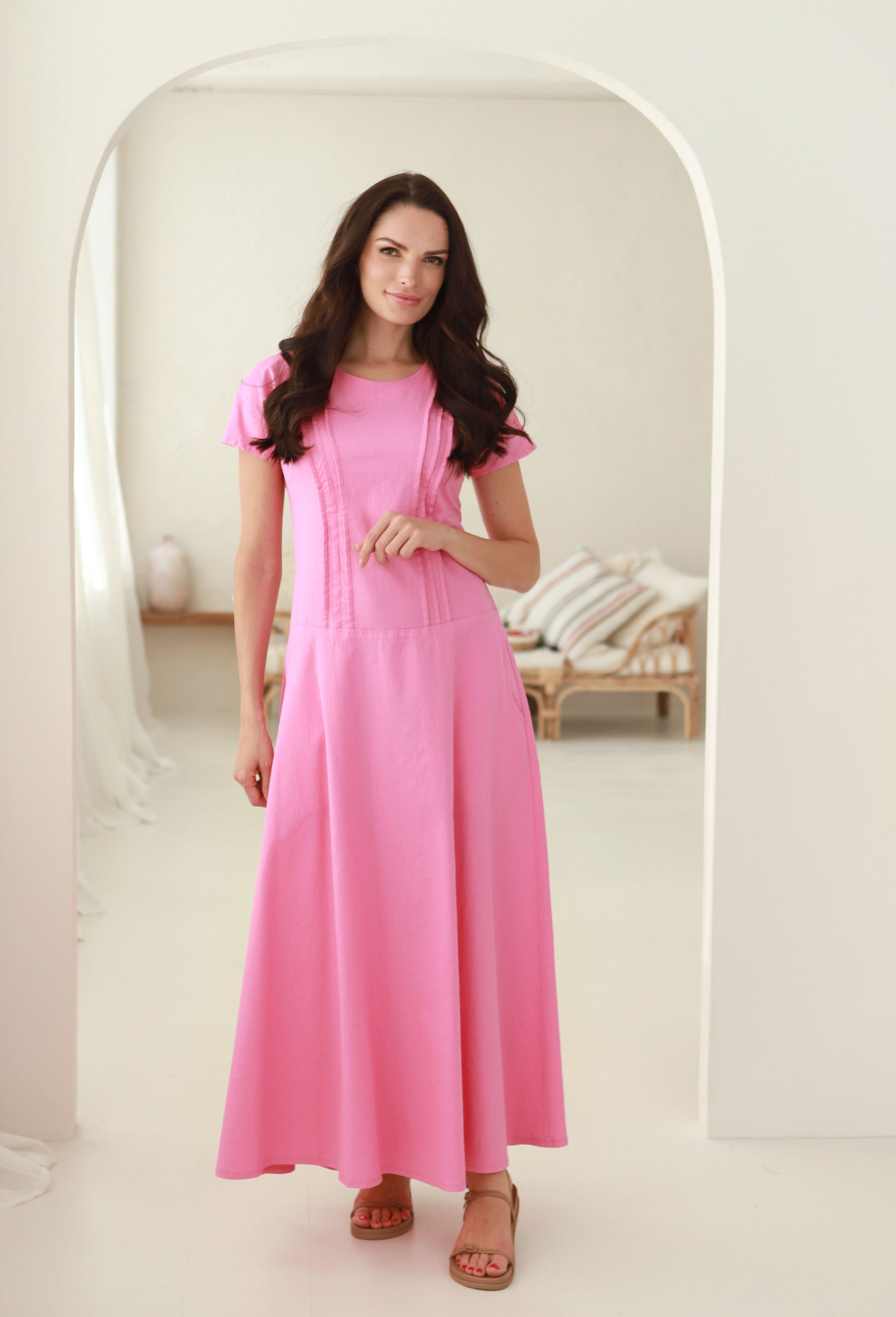 vasarinė lininė suknelė