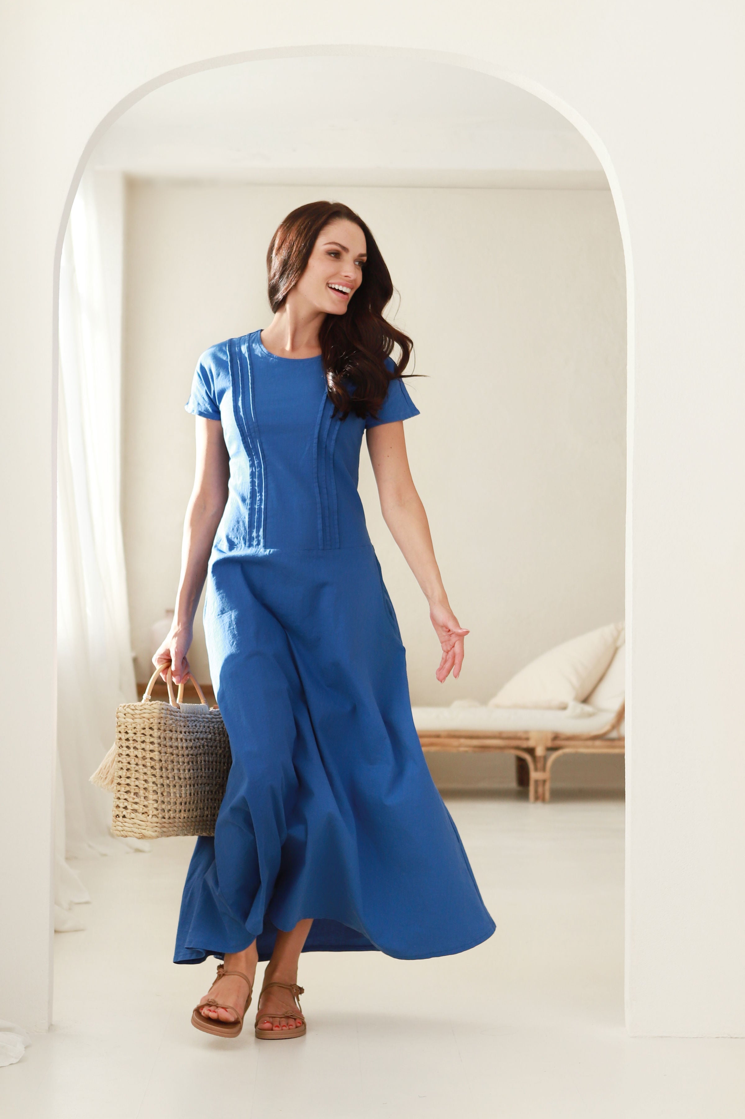 Lega Linen Maxi Dress Samanta Blue