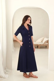 lininė suknelė su sagomis