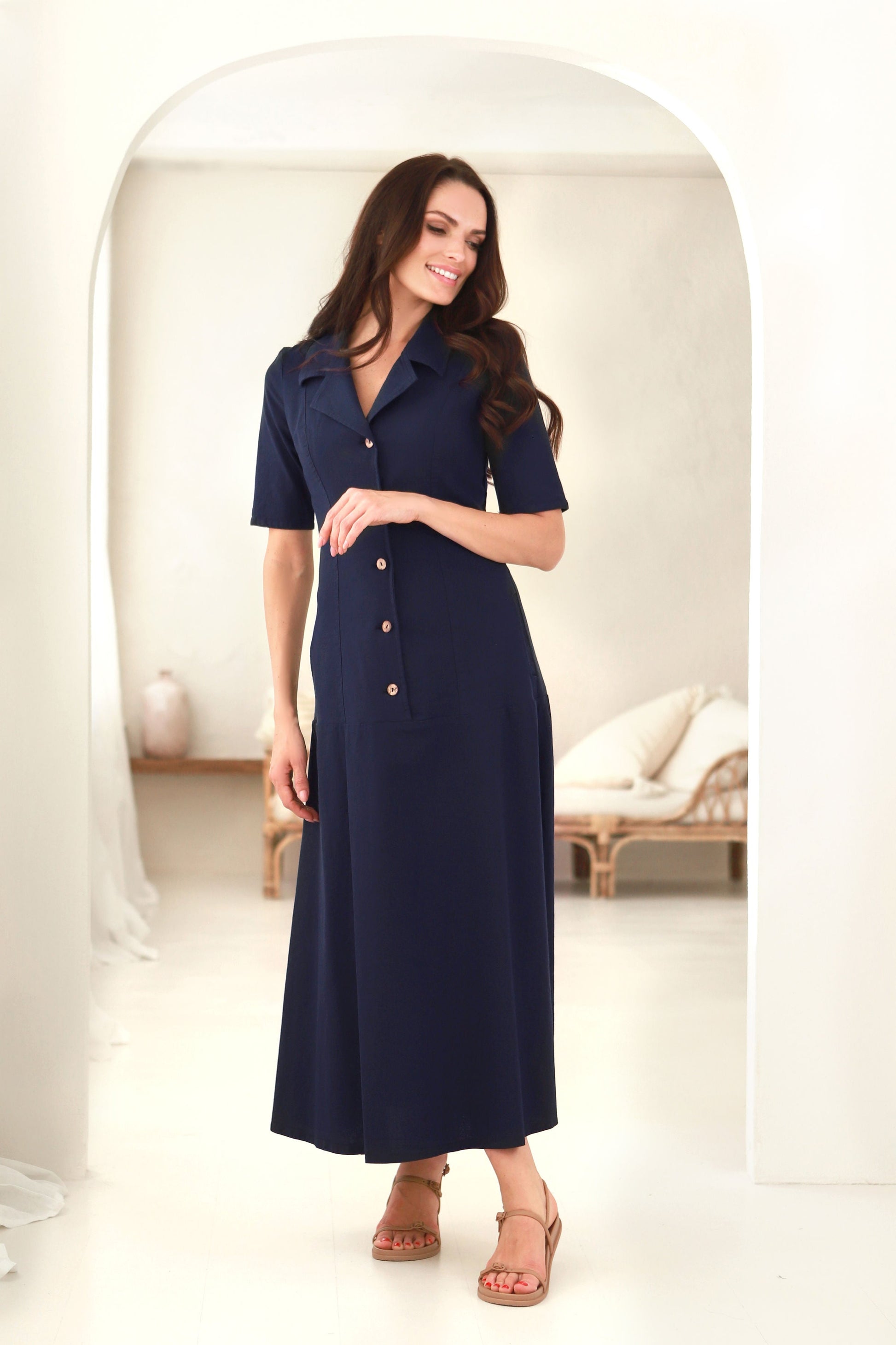 vasarinė lininė suknelė