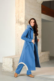 Lega pikk kardigan seest pehme voodriga "Aurelia Sky Blue"