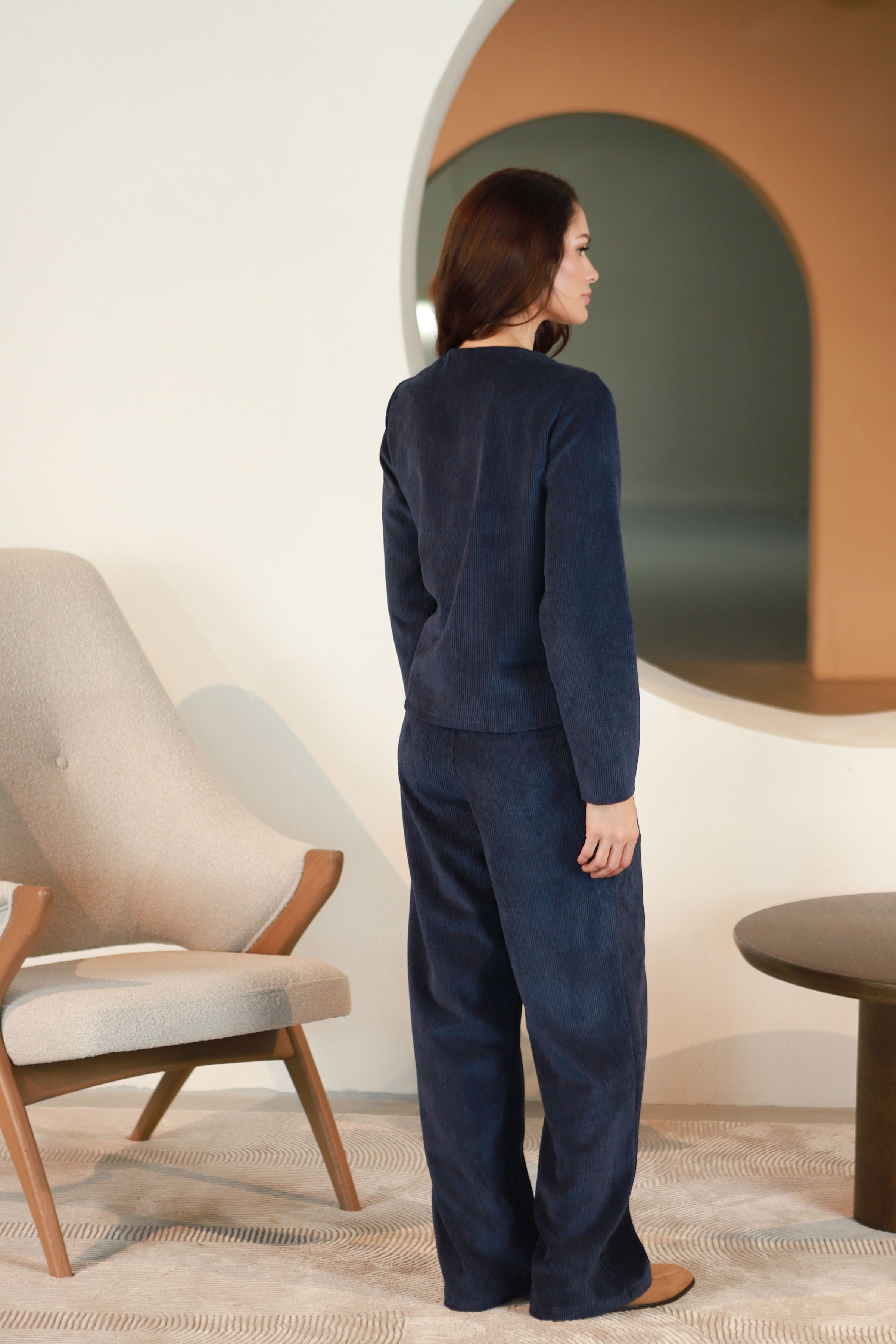 Lega sametjakk "Jasira Navy Velvet"