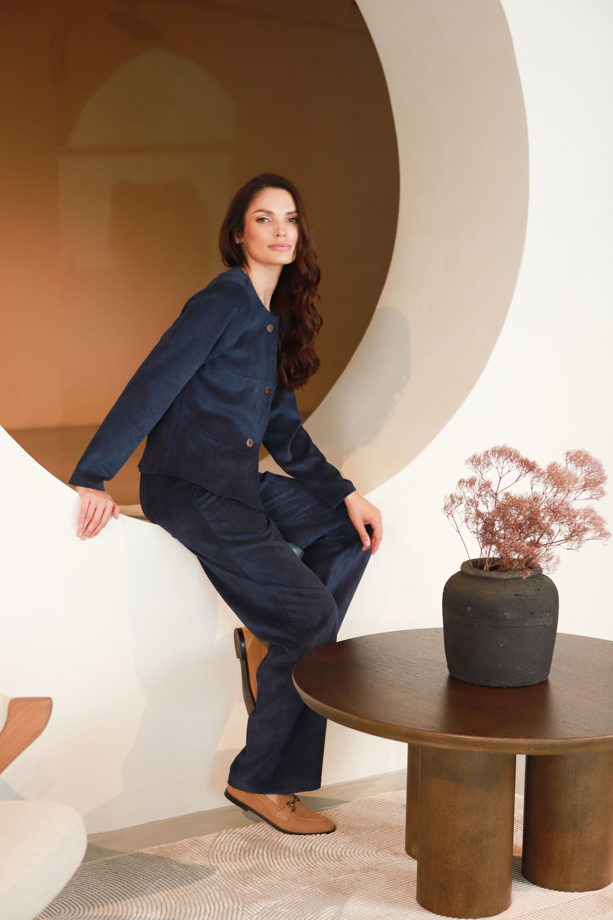 Lega sametjakk "Jasira Navy Velvet"