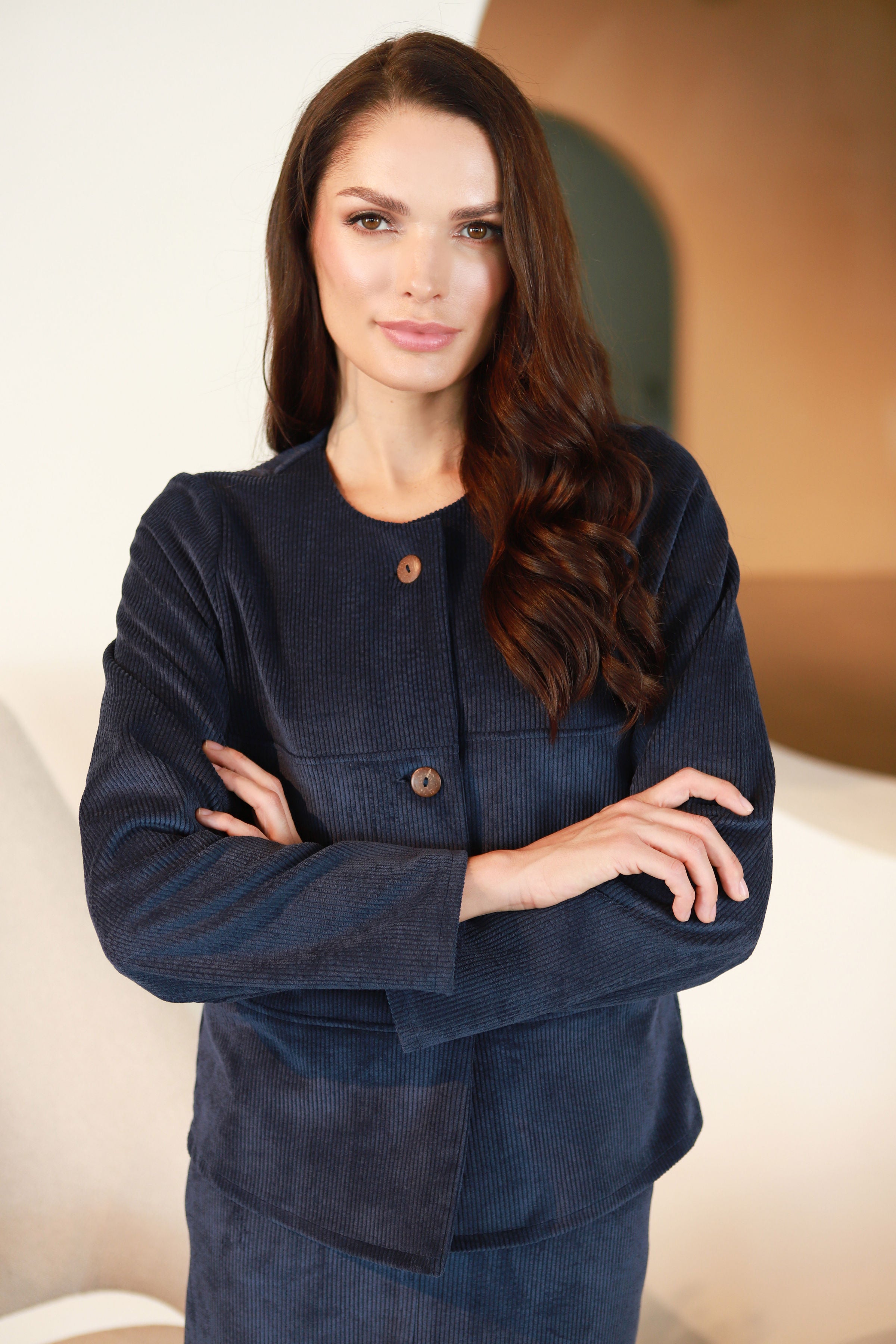 Lega sametjakk "Jasira Navy Velvet"