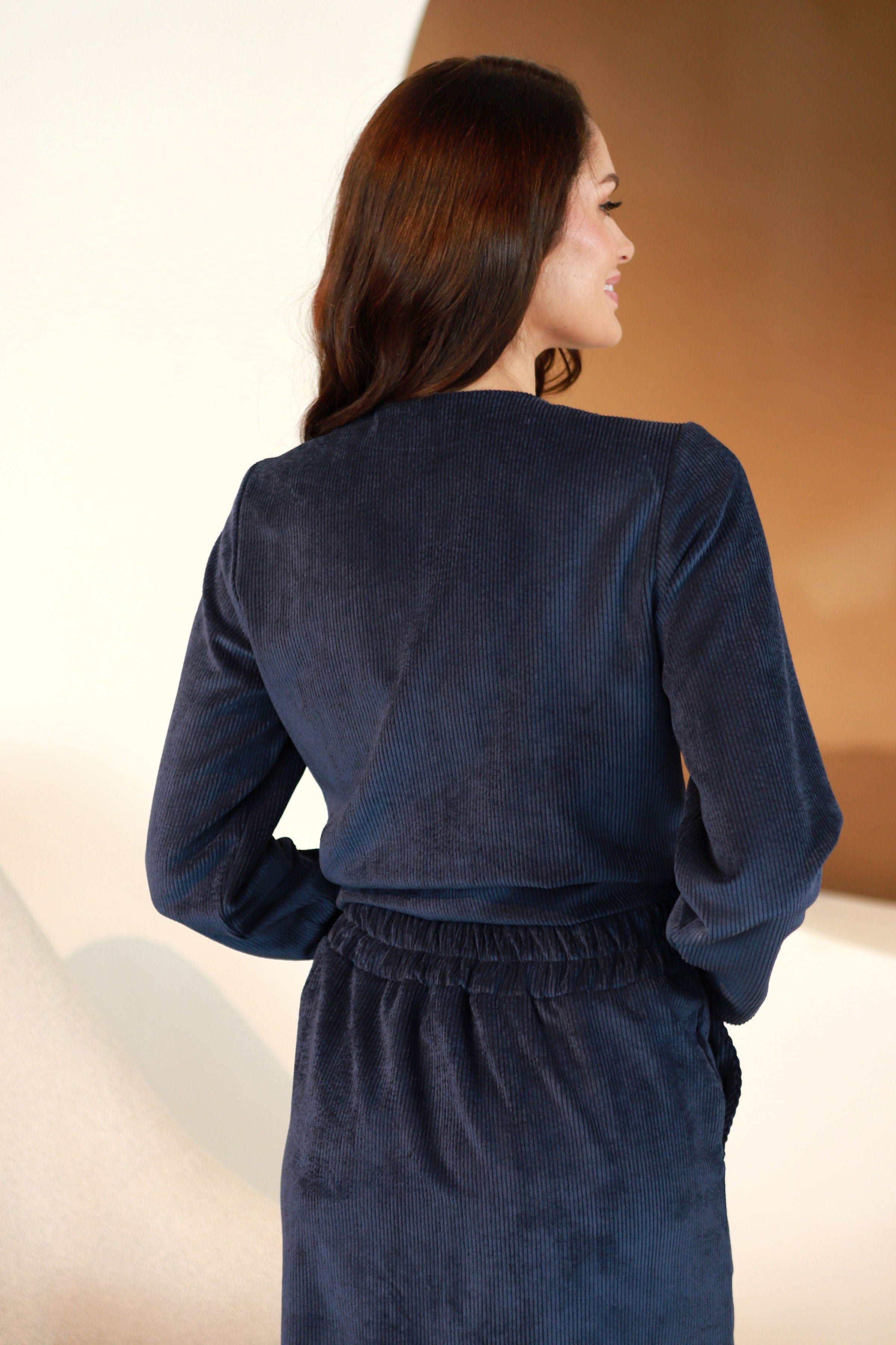 Lega sametjakk "Jasira Navy Velvet"