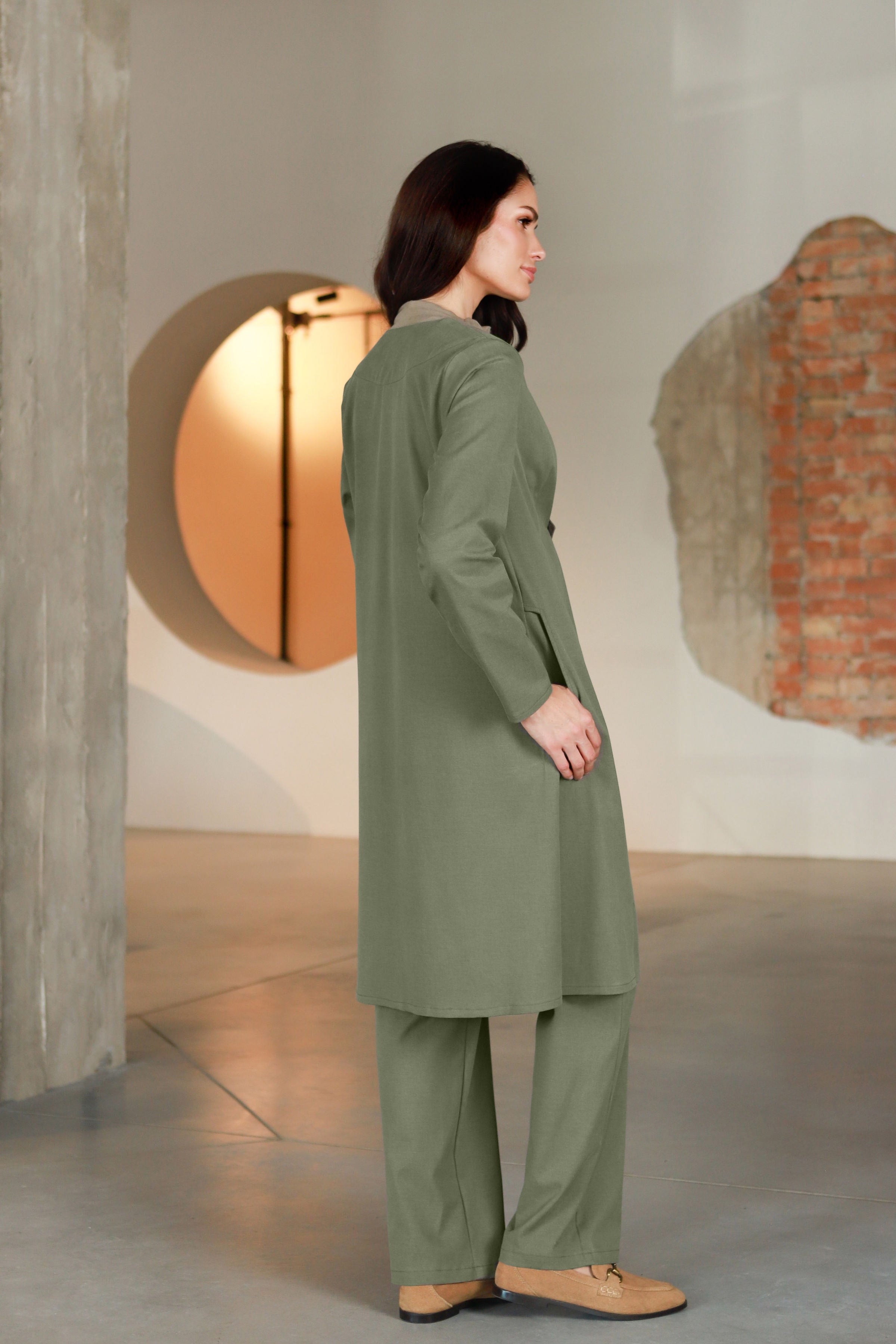 Lega pikk jakk "Emily Olive Grey"