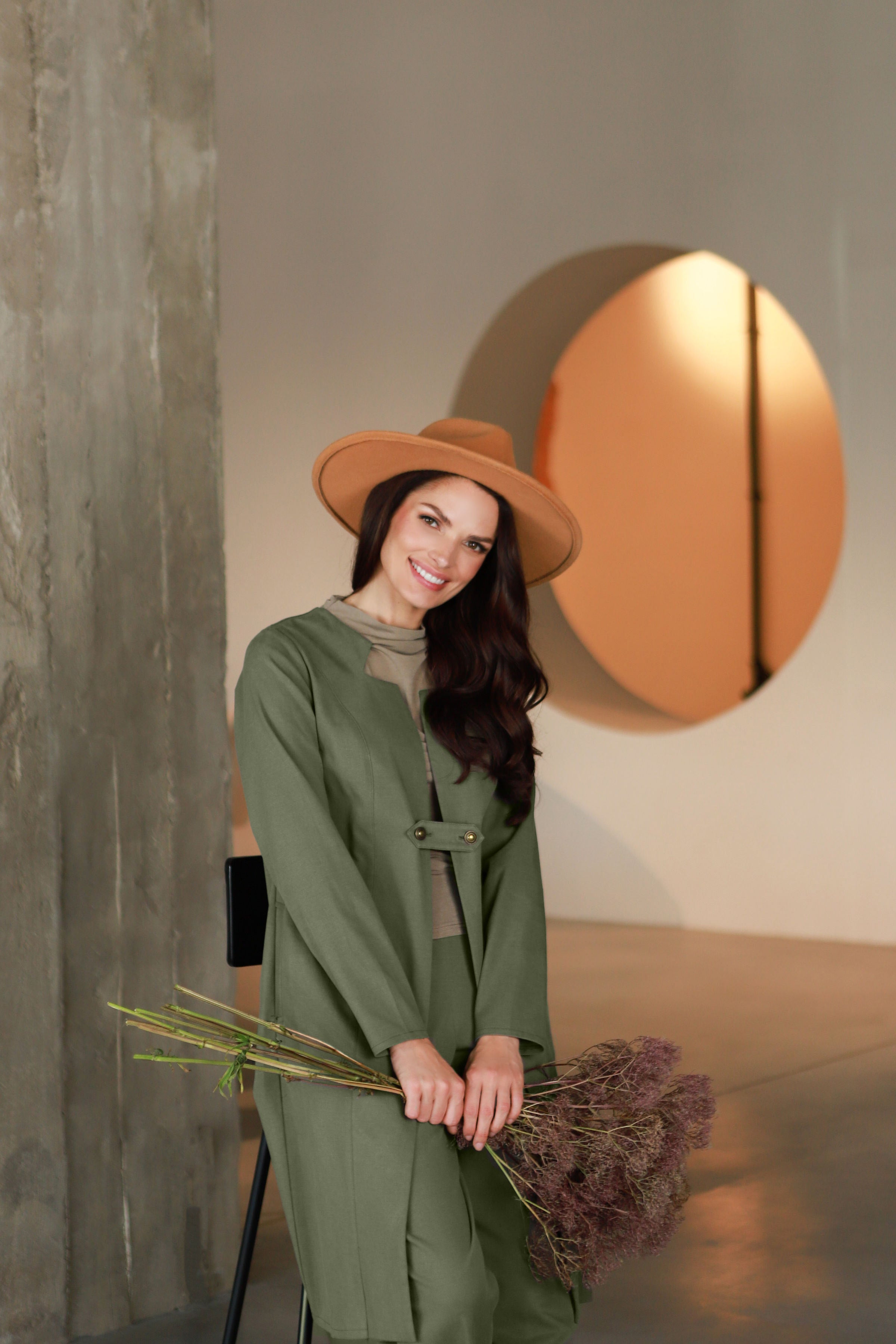 Lega pikk jakk "Emily Olive Grey"