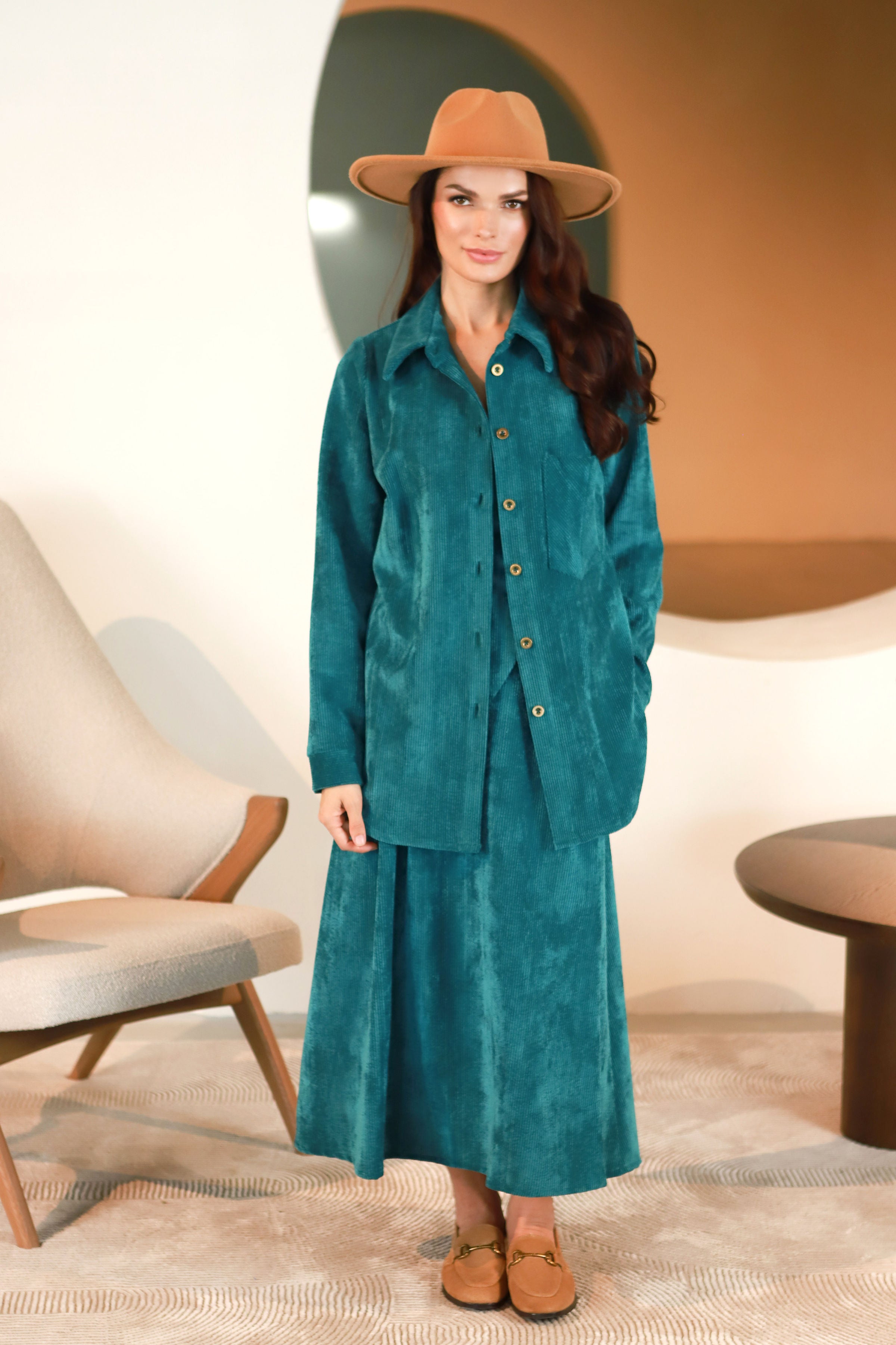 Lega sametjakk "Gerda Turquoise Velvet"