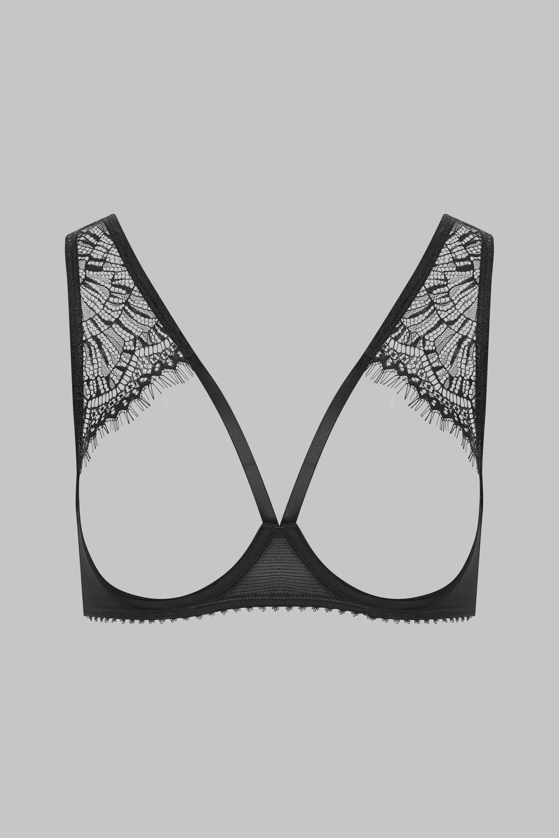 Maison Close открытый бюстгальтер с кружевом "Accroche Coeur Black"