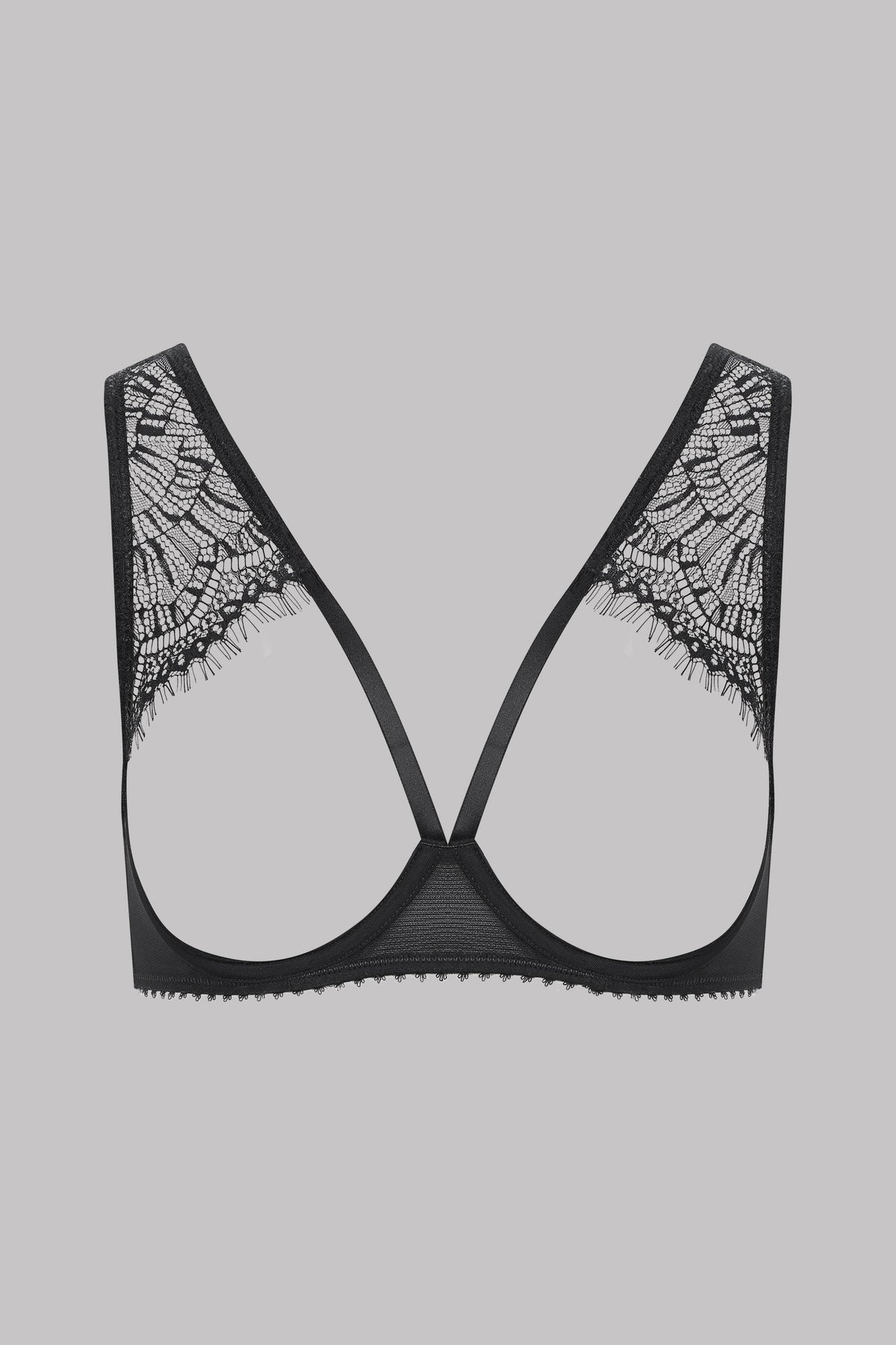 Maison Close открытый бюстгальтер с кружевом "Accroche Coeur Black"
