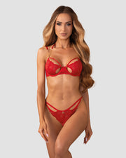 Obsessive Crochless Lace Set Matildea Red