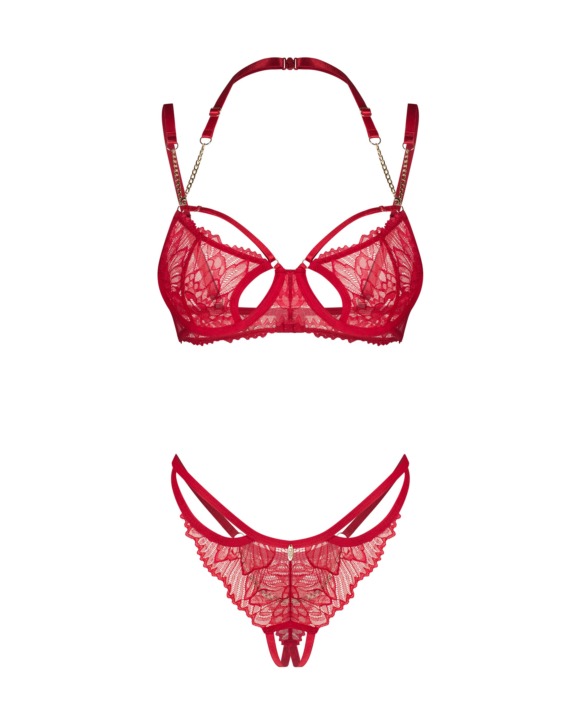 Obsessive Crochless Lace Set Matildea Red