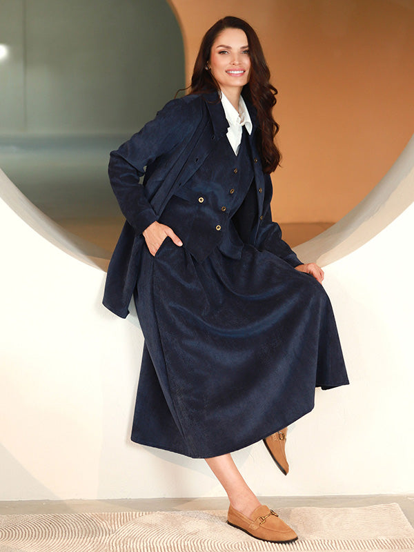 Lega pikk sametseelik "Vendy Navy Velvet"