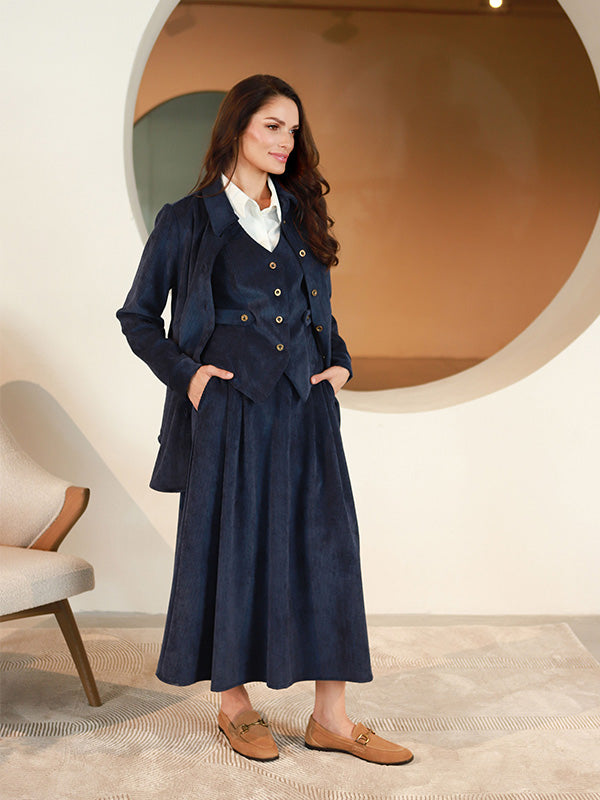 Lega pikk sametseelik "Vendy Navy Velvet"