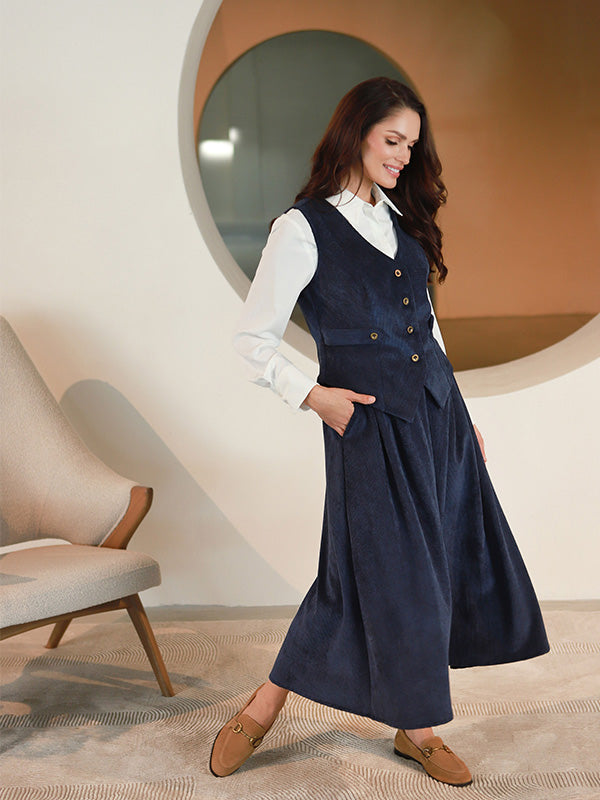 Lega pikk sametseelik "Vendy Navy Velvet"