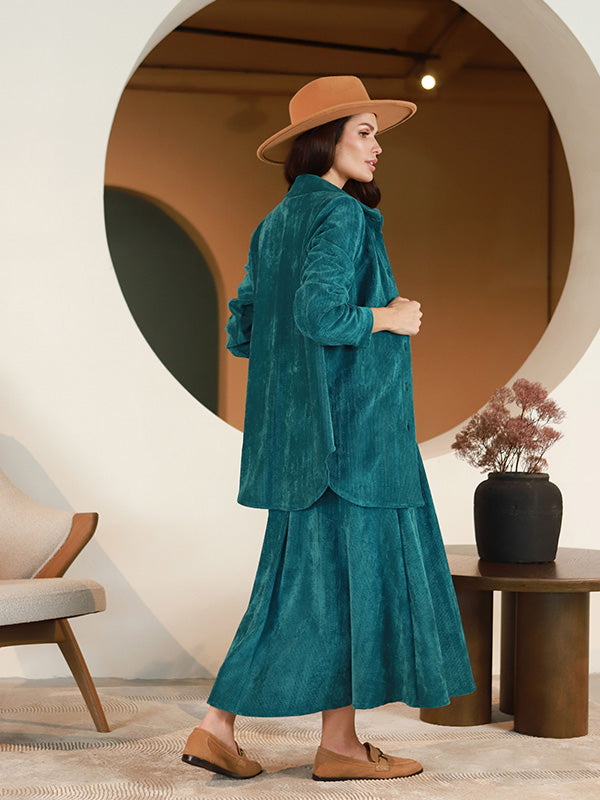 Lega pikk sametseelik "Vendy Turquoise Velvet"