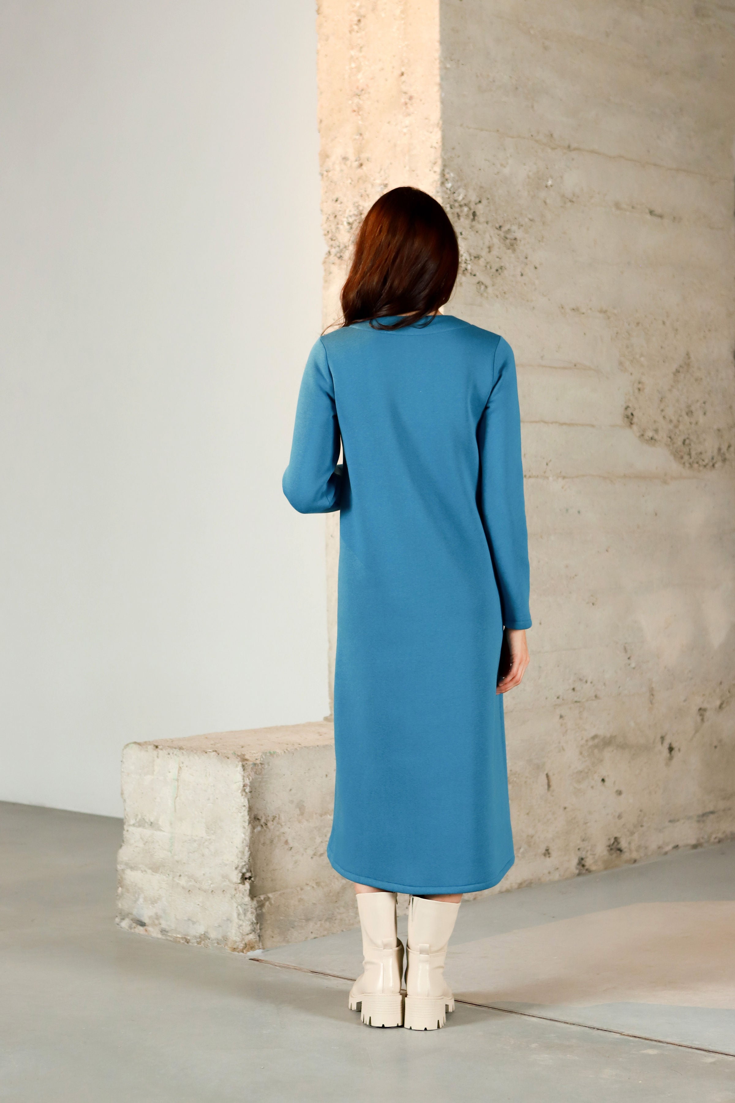 Lega хлопковое платье с внутренним ворсом "Amara Turquoise"