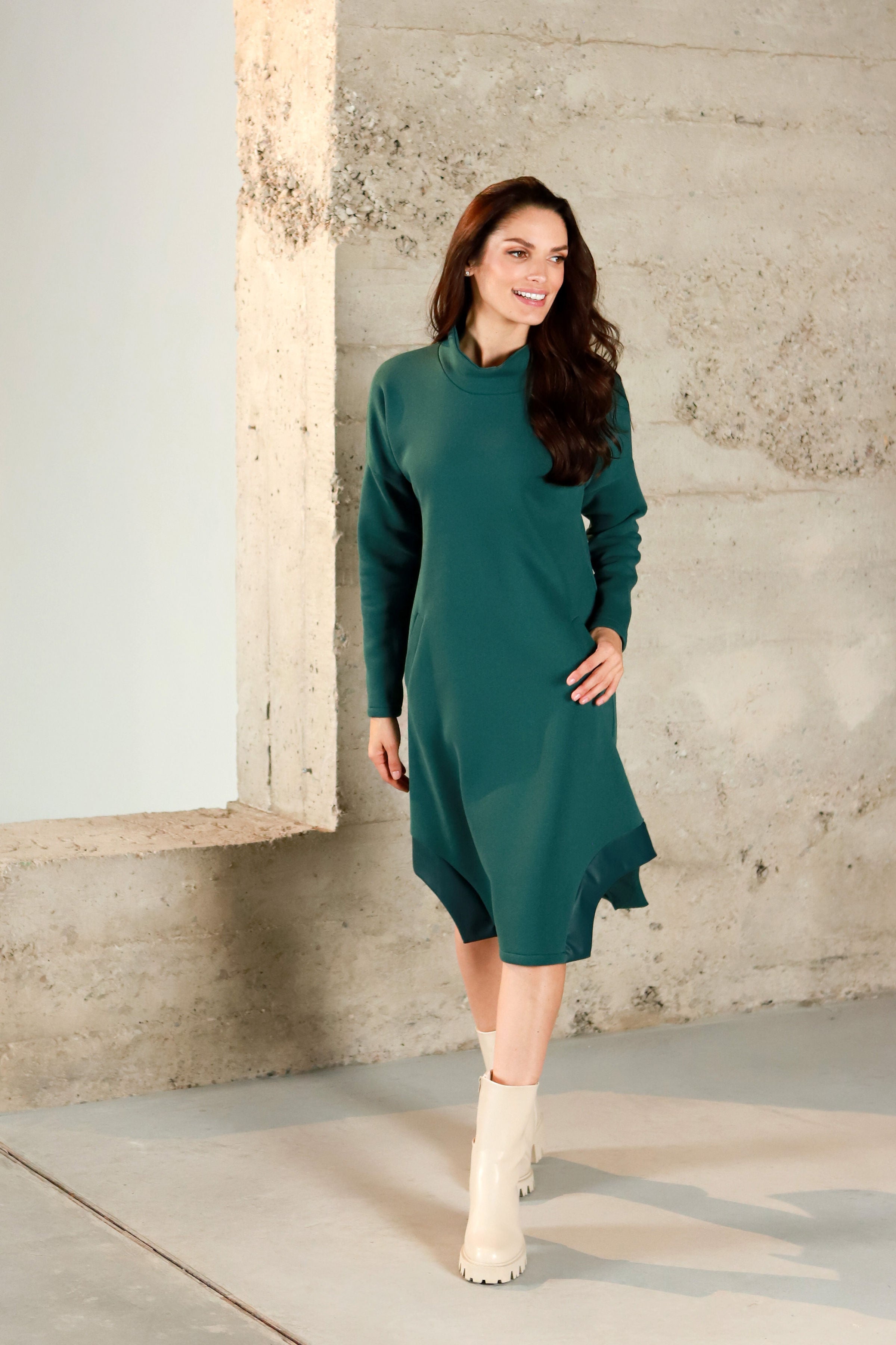 Lega puuvillane kleit seestpoolt kohevaga "Oceane Deep Green"