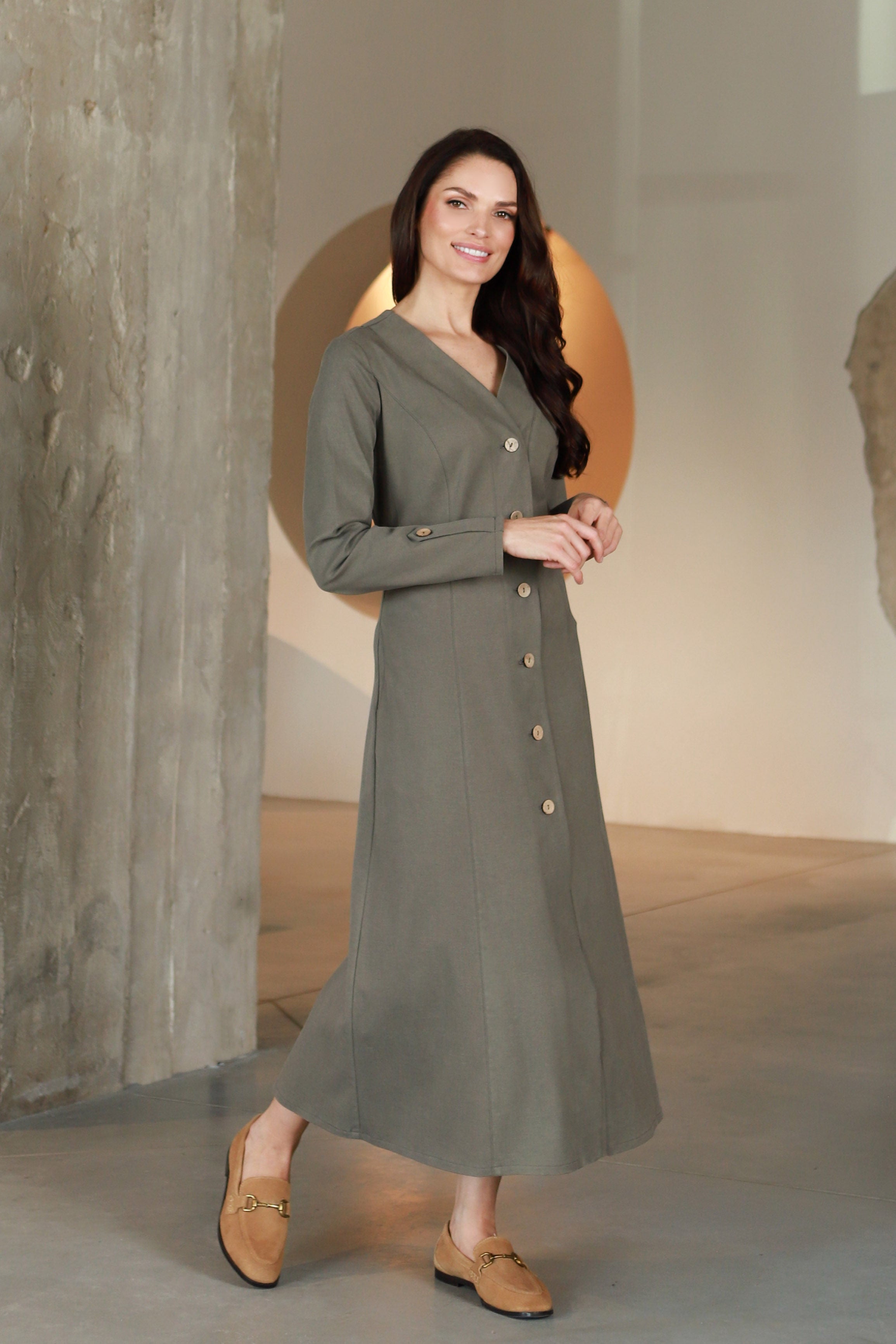 Lega midi kleit nööpidega "Ivana Grey"