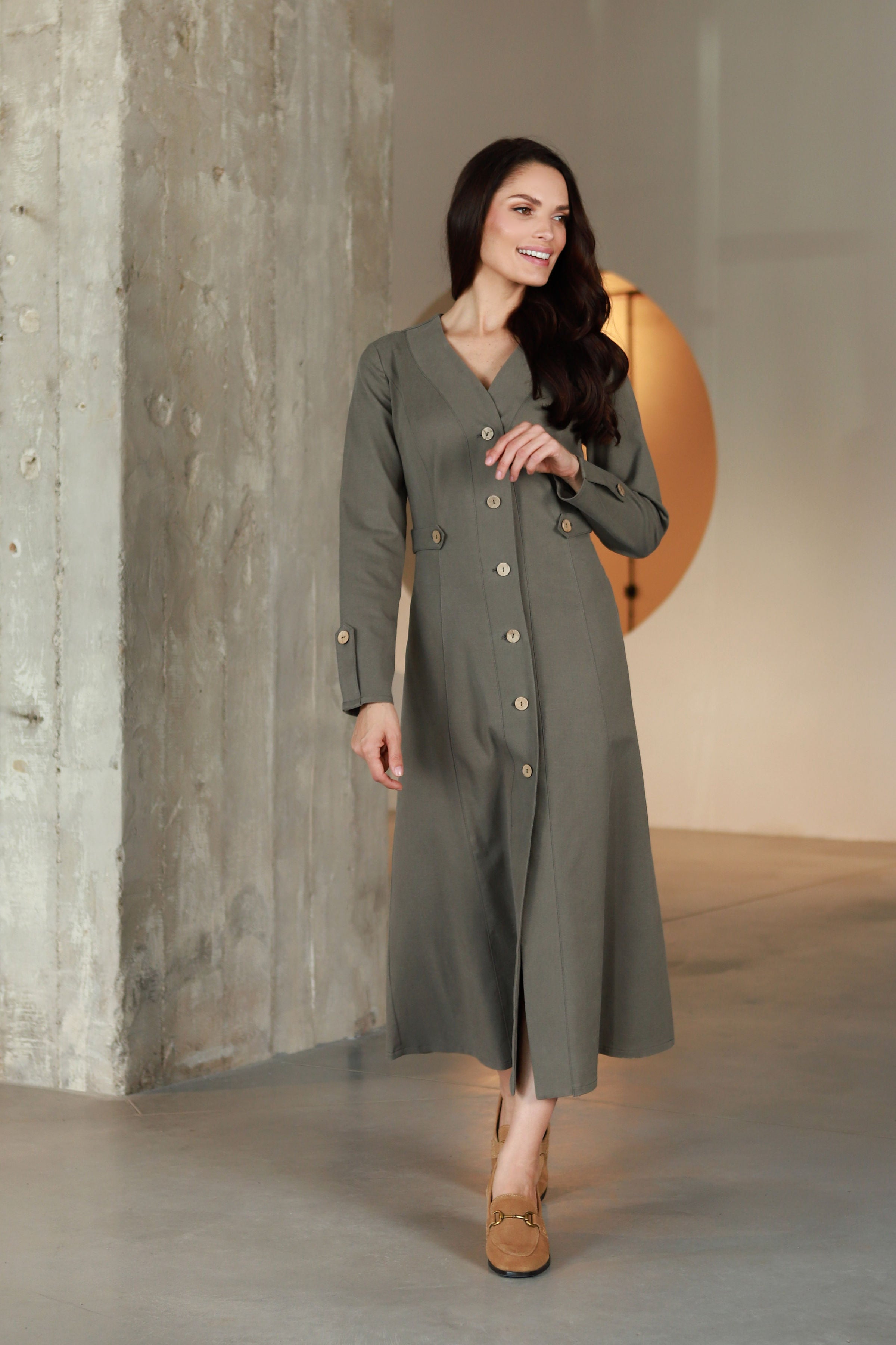 Lega midi kleit nööpidega "Ivana Grey"