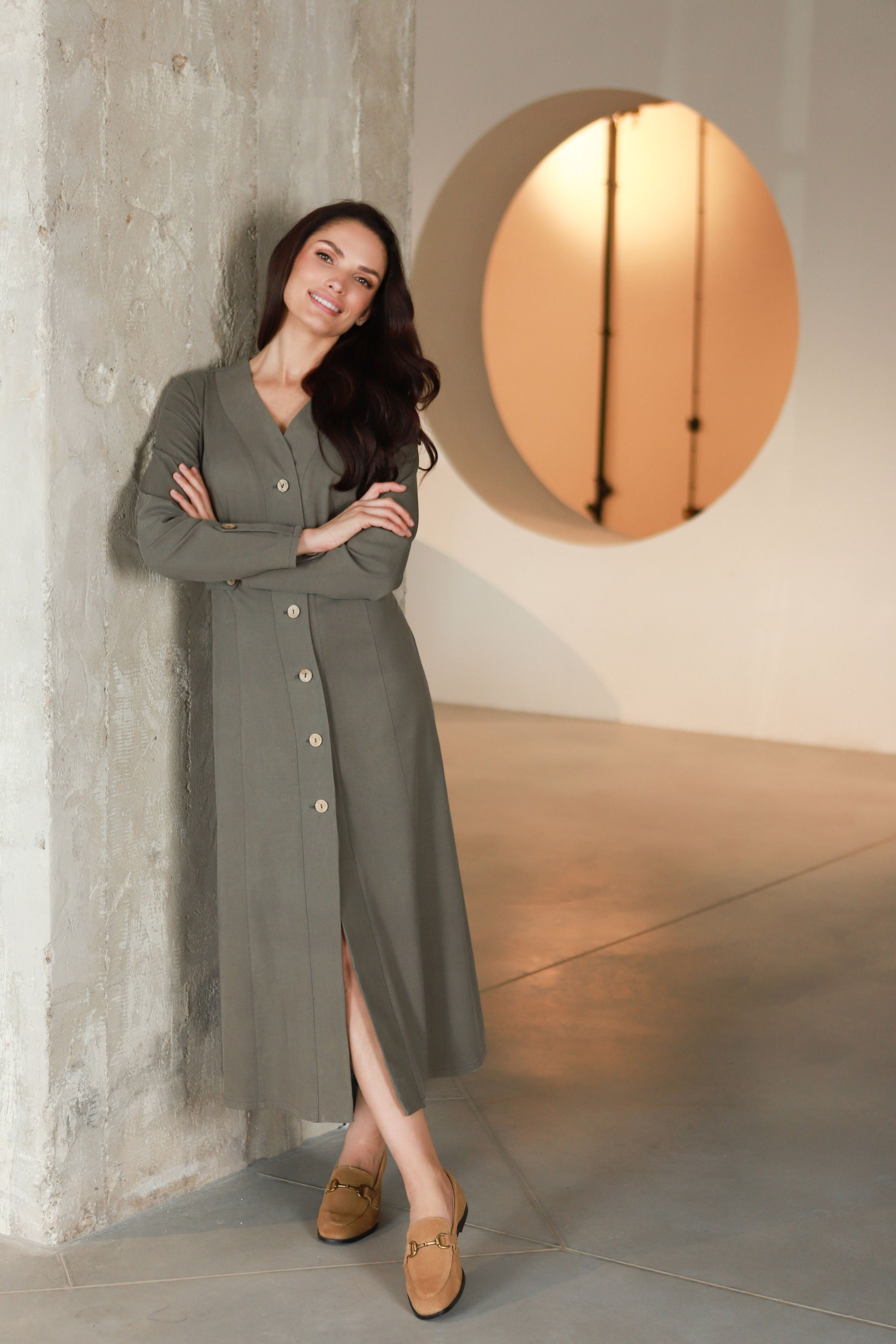 Lega midi kleit nööpidega 