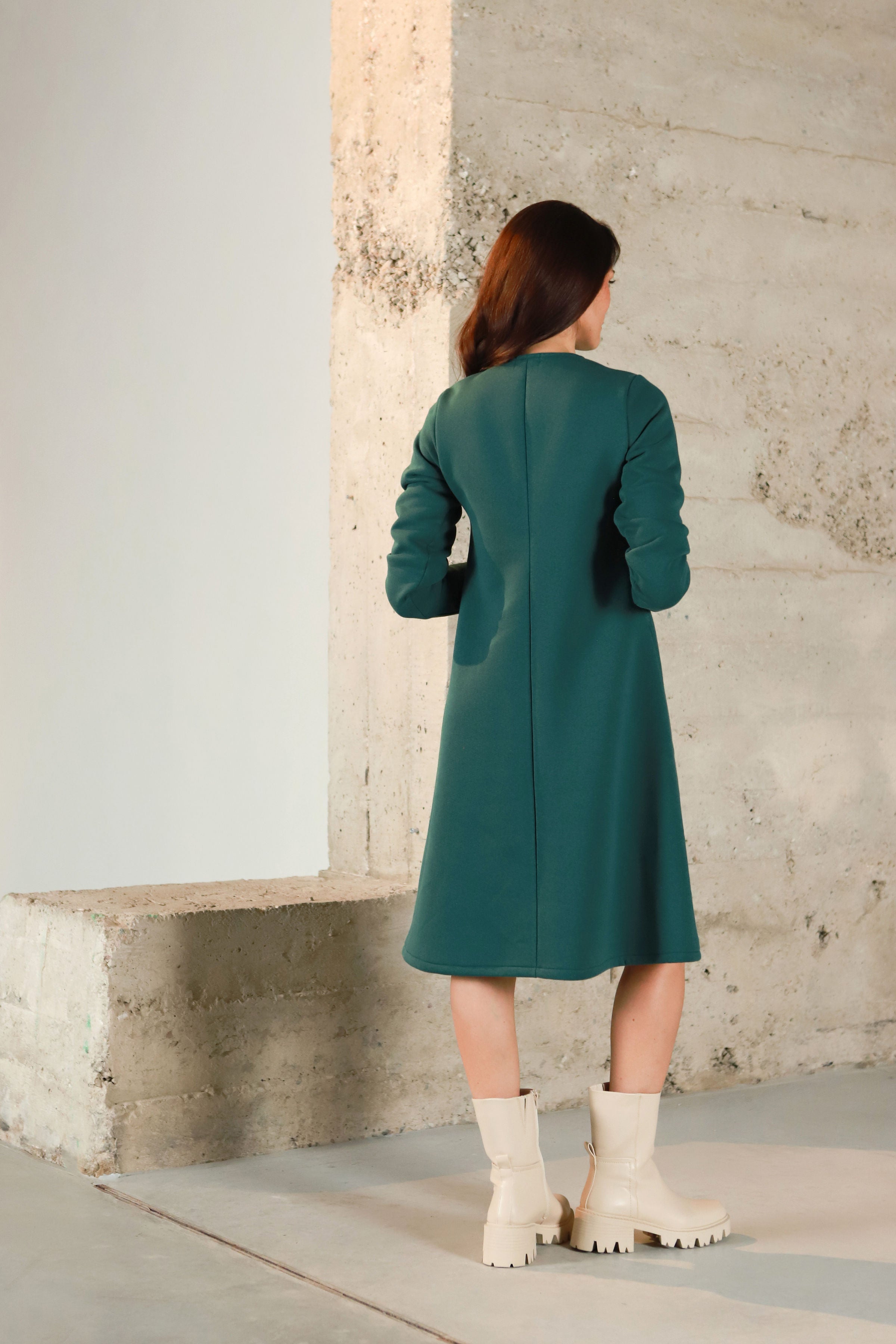 Lega puuvillane kleit seestpoolt kohevaga "Miriel Deep Green"