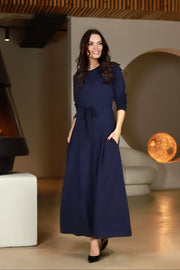 Lega ilga suknelė su dirželiu Liza Navy