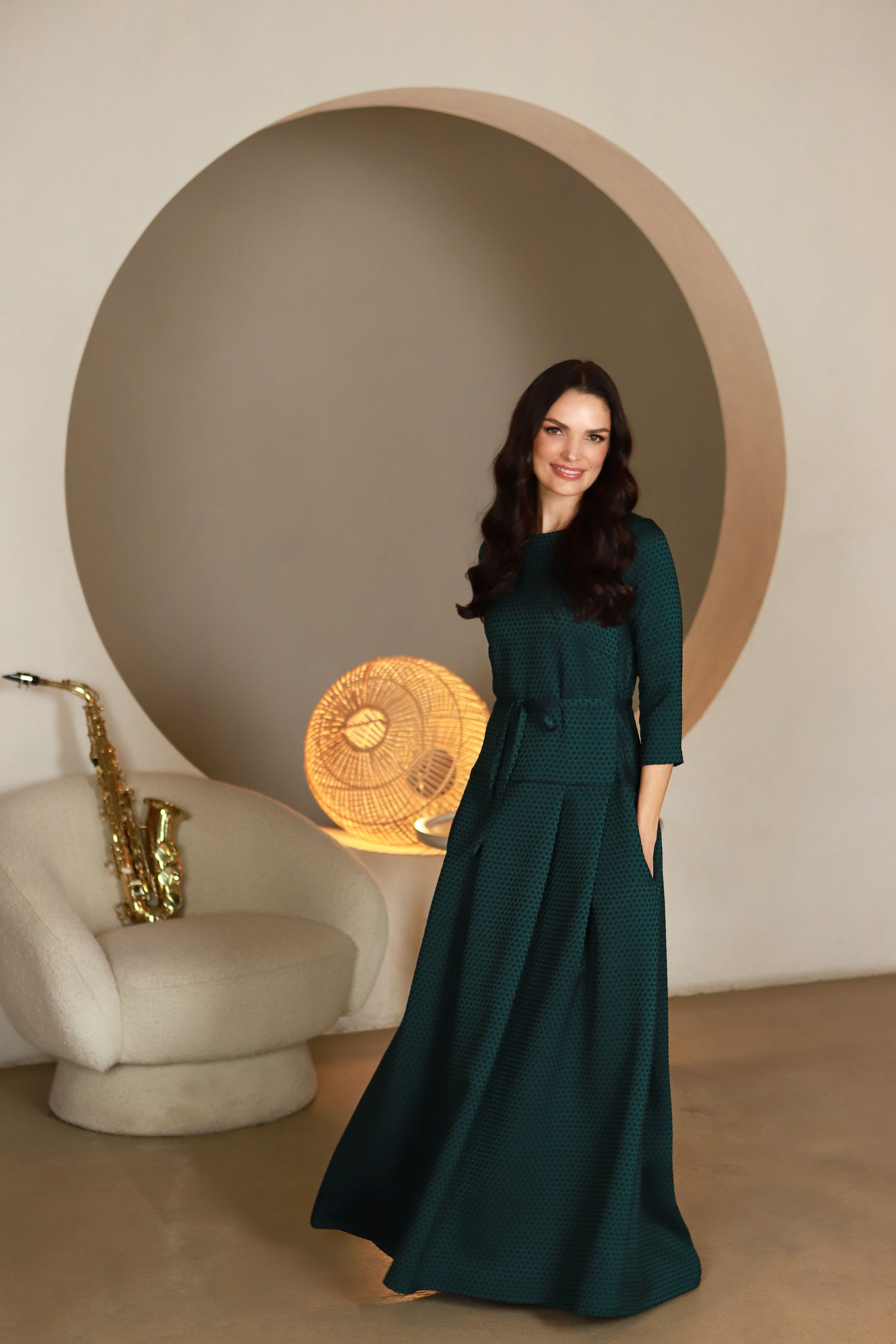 Lega Demila Emerald Navy ilga suknelė