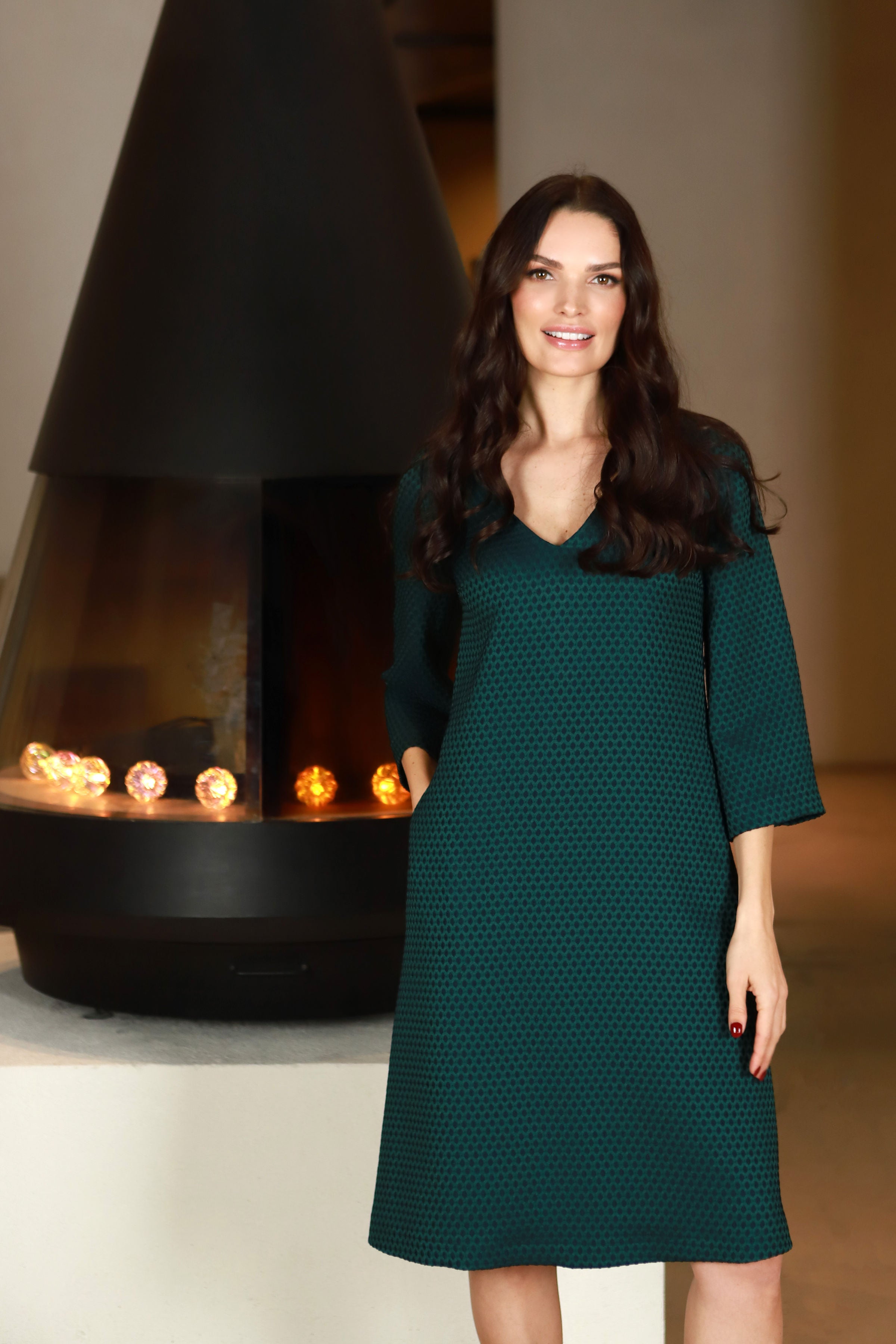 Žalsvai mėlyna viskozinė suknelė Lega