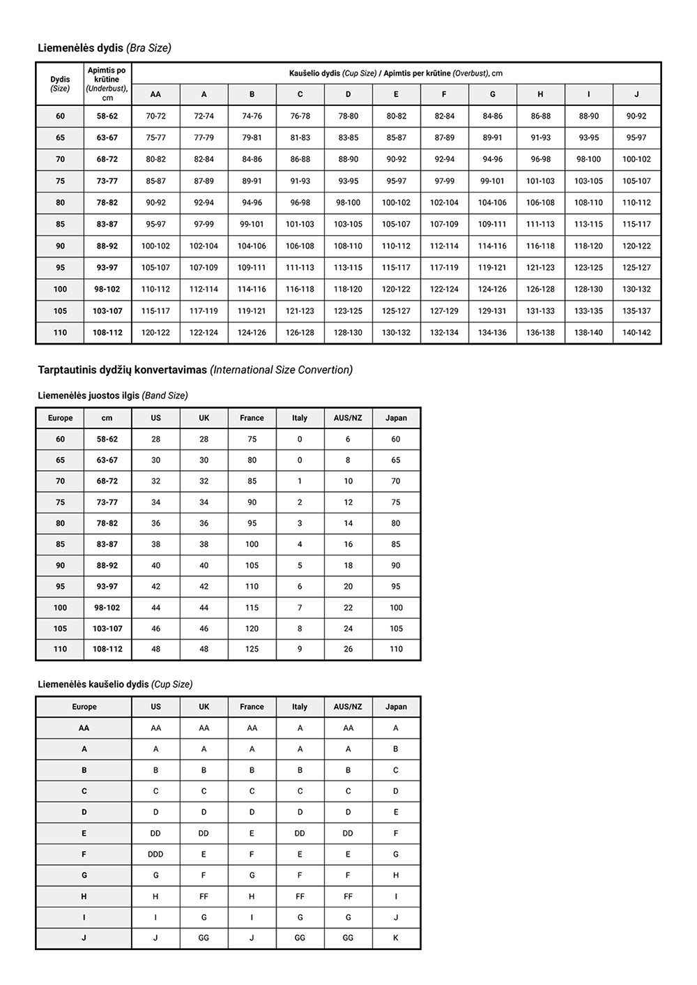 Size chart