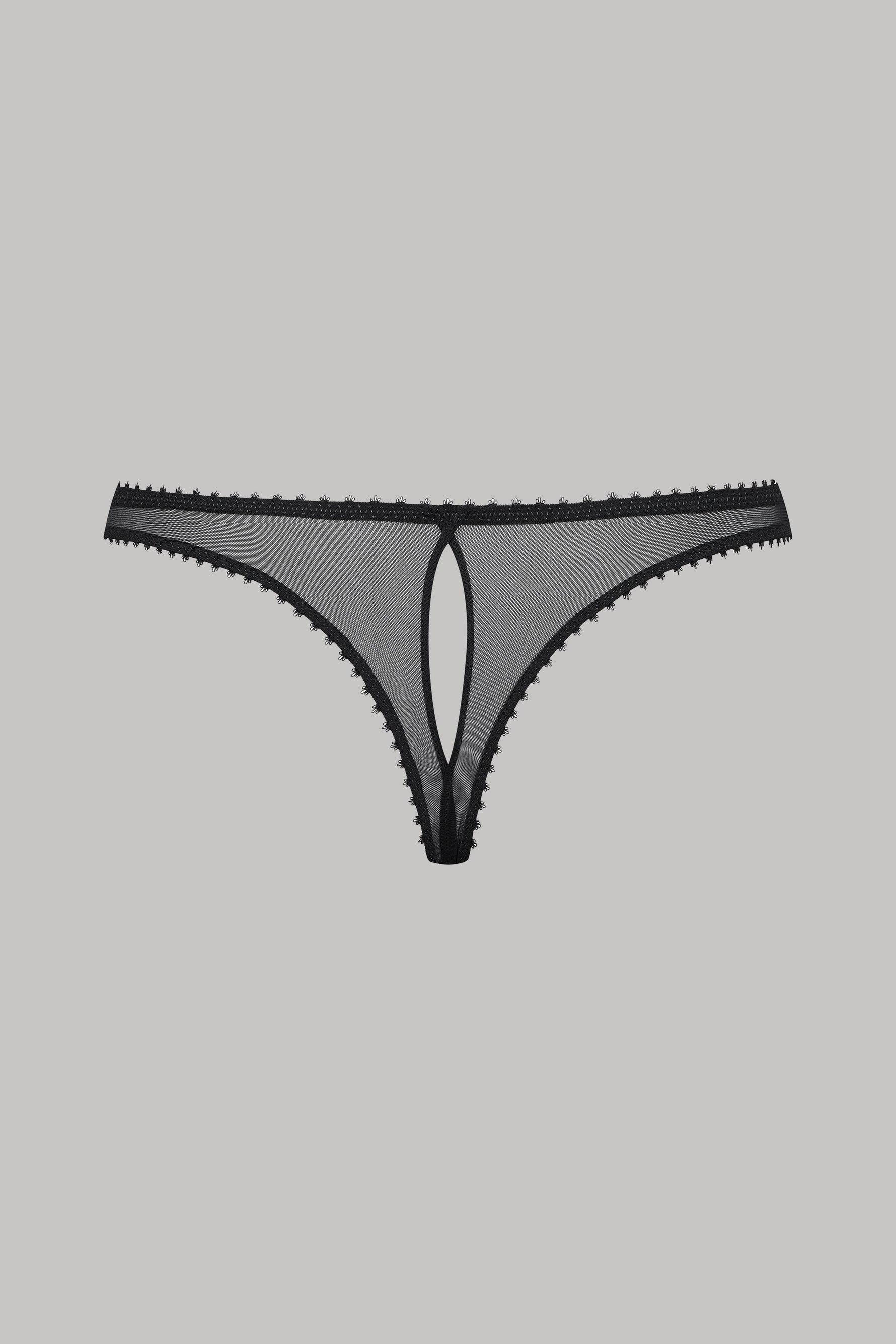 Maison Close pitsiga stringid "Accroche Coeur Black"