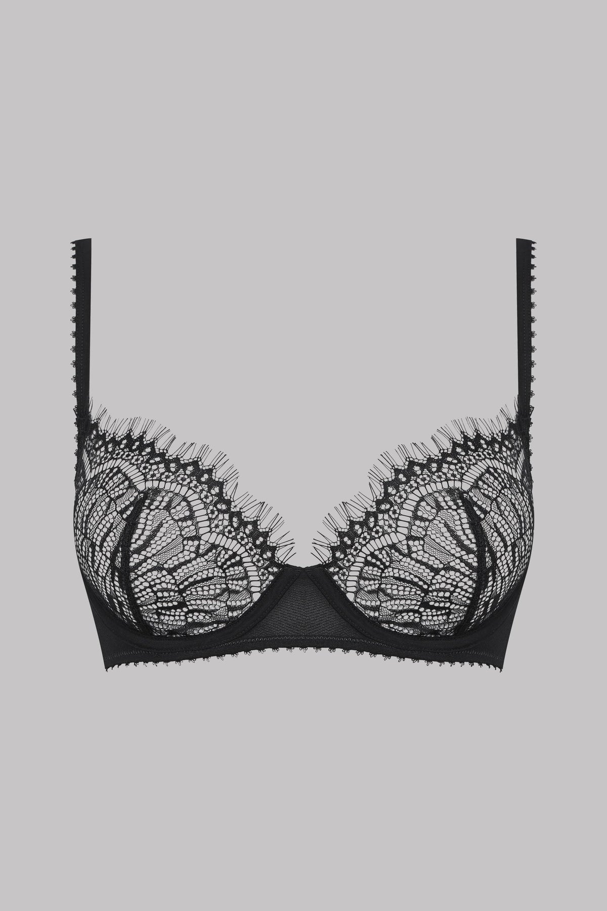 Maison Close Sheer Lace Underwired Bra Accroche Coeur Black